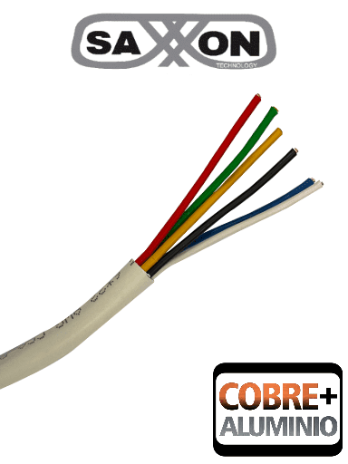 [SXN1570003] SAXXON OWAC6305JF - Bobina de Cable para Alarma de 6 Conductores/ CCA/ 305 Metros/ Uso Interior/ Material Retardante a la Flama/ Color Blanco/ Recomendado para Alarmas, Control de Acceso, Videoporteros y Audio/ 