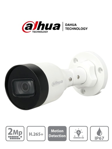 [DHT0030003] DAHUA IPC-HFW1230S1-S4 - Camara IP Bullet 2 MP/ H.265+/ 20 Fps/ Lente de 2.8mm/ Angulo de 104/ IR DE 30 Mts/ IP67/ PoE/  DWDR/ HLC/ #TopDahua