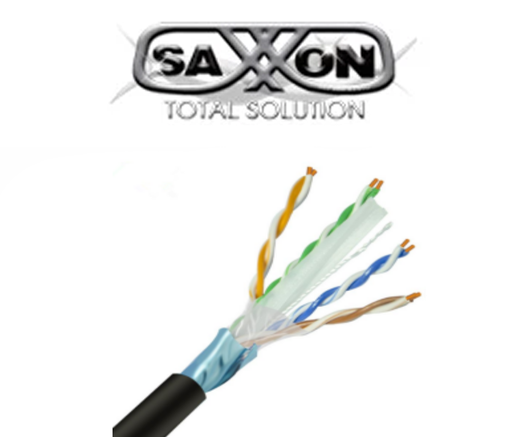 [SXN1570006] SAXXON OFTPCAT6COPEXT - Bobina de Cable FTP Cat6 100% Cobre/ 305 Metros/ Blindado/ Color Negro/ Uso Exterior/ Ideal para Cableado de Redes de Datos y Video/ Cert ISO9001/ UL / RoSH/