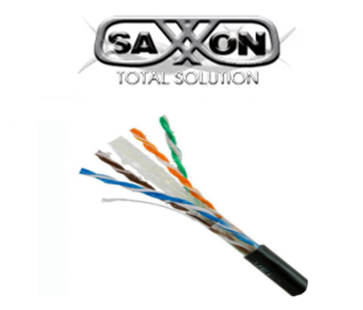 [SXN1570007] SAXXON OUTPCAT6GCOPEXT- Bobina de Cable UTP Cat6 100% Cobre con Gel/ 305 Metros/ Uso Exterior/ Color Negro/ Cumple con Estandares: ISO/ IEC 11801 Ed2; EIA/ TIA568/ Ideal para Cableado de Redes y Video/