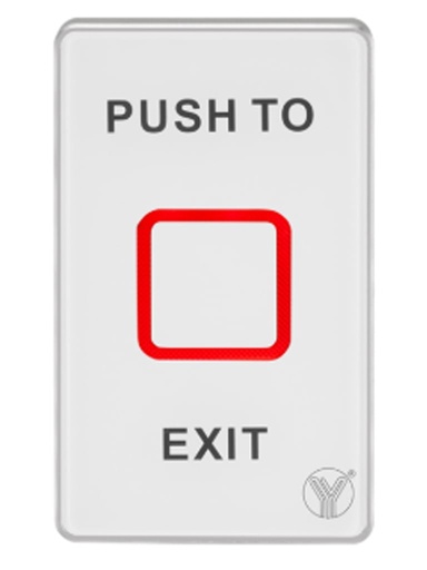 [YLI0760005] YLI TSK830NCLED - Botón de salida touch con luz LED acabo elegante en cristal templado salidas NO y NC/  No requiere caja de instalación, 12 VDC