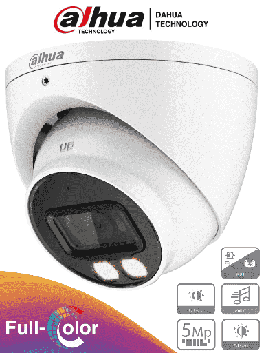 [DHT0300011] DAHUA  HAC-HDW1509TN-A-LED-0360B - Cámara Domo Full Color de 5 MP con lente de 3.6 mm y micrófono integrado. Ofrece iluminación LED hasta 40 metros, tecnología Starlight y resistencia al agua IP67