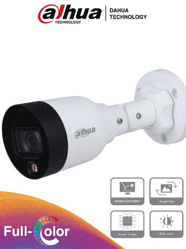 [DHT0030031] DAHUA IPC-HFW1239S1-LED-S4 - Cámara IP Bullet Full Color 2 Megapixeles/ Lente de 2.8mm/ Luz Blanca de 15 Mts/ H.265/ IP67/ PoE/ DWDR/