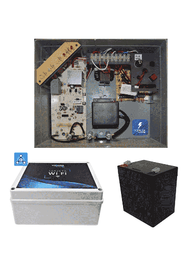[YON1250008] YONUSA PACKEY12000127P - Paquete de energizador de 12,000V para un cerco eléctrico de hasta 3500 mts lineales/ Incluye modulo wifi para manejo y recepción de alertas desde celular/  Batería de respaldo de regalo