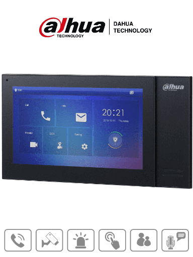 [DHT2210008] DAHUA VTH2421FB-P - Monitor IP Touch de 7 pulgadas/ Serie Pro/ Memoria de 8GB Embebida/ PoE Estandar/ Soporta Llamada en Grupo/ Ranura MicroSD/ 6&1 E&S de Alarmas/ Hasta 9 Monitores Adicionales/Soporta Dejar Videos y Mensajes de Texto/ 