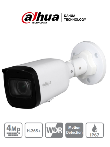 [DHT0030036] DAHUA IPC-HFW1431T1-ZS-S4 - Camara IP Bullet de 4 Megapixeles/ Lente Motorizado de 2.8 a 12mm/ H.265/ IR de 50 Metros/ WDR Real, 3D DNR/ Ranura para MicroSD/ IP67/ PoE 