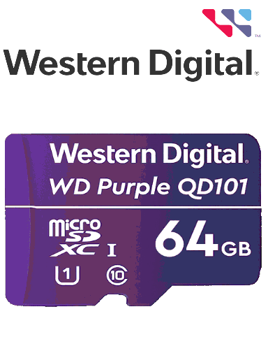 [WDC1510003] WESTERN WDD064G1P0C- Memoria de 64GB Micro SDXC/ Linea Purple/ Clase 10 U1/ Lectura 50MB/ Escritura 40MB/ Especializada para Videovigilancia