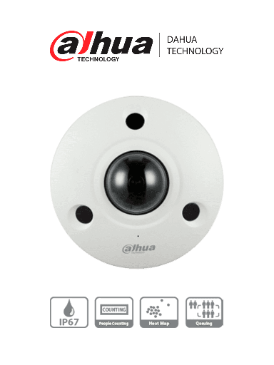 [DHT0080012] DAHUA IPC-EBW81242N - Cámara IP Fisheye Resolución de 12 MP/ Lente 1.85mm/ ∢ 360/ IR 10 mts/ IA WizMind/ Conteo de Personas/ Cantidad de Personas en Áreas/ Mapa de Calor/ PoE/ DWDR/ H.265/ IP67/ IK10/ E&S Alarma/ E&S Audio/  