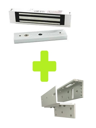 [ZKT0850005] ZKTECO LM120PAK - Paquete de contrachapa magnética de 120 kg, voltaje de 12VDC incluye soporte ZL para su instalación, compatible para puertas de madera y metal