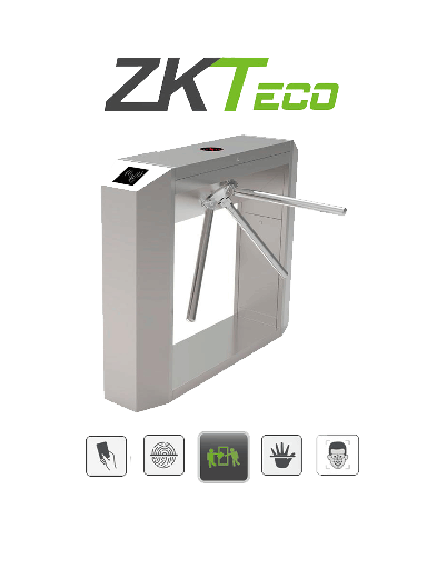 [ZKT0930011] ZKTECO TS200 - Torniquete Bidireccional / Acero SUS304 / Desbloqueo de Seguridad sin Energía / No cuenta con Lectores y Panel / 110V / Exterior Protegido / Tráfico de 25 a 30 x Min / Ancho de Carril 50.5 cm / 1 millón de Ciclos / Apertura con Pulso Seco