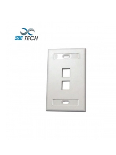 [SBT1630002] SBETECH SBE-2517-2P-WT - Placa de pared de 2 puerto color blanco para conectores Jack rj 45  keystone