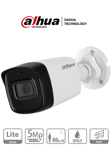 [DHT0290037] DAHUA HAC-HFW1500TL-A-28 - Camara Bullet de 5 Megapixeles/ Microfono Integrado/ Lente de 2.8mm/ IR de 80 Mts/ IP67/ Starlight/ CVI/CVBS/AHD/TVI/