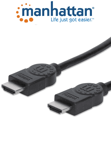 [MAN2760001] MANHATTAN 308816- Cable HDMI de Alta Velocidad de 1 Metro/ Resolucion 4K@30Hz/ Soporta 3D/ HDMI Macho a Macho/ Soporta Canal de Retorno de Audio (ARC)/ Blindado para Reducir Interferencia/