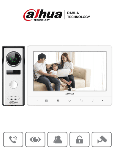 [DHT2170004] DAHUA KTA02 - Kit de Videoportero Analógico/ Monitor con Pantalla de 7 Pulgadas/ Botones Touch/ Frente de Calle con Camara de 1.3 Megapixeles/ DWDR/ IP66/ Apertura de Puerta/ Soporta Hasta 2 Frentes de Calle + 3 Monitores/ #KitDahua