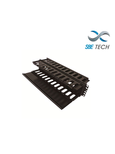 [SBT1590010] SBETECH SBE-OH2URD - Organizador de cable horizontal para rack / Doble lado/ 19 pulgadas/  Base metalica/ 2UR