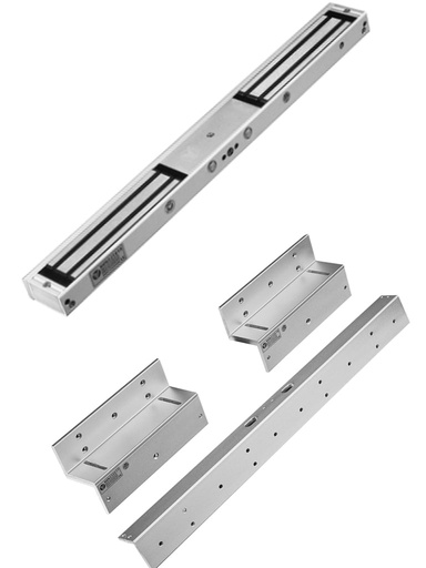 [YLE0850013] YLI YM180NDLEDPACK - Paquete de Cerradura Magnética doble con Led YM180NDLED y Soporte de Fijación Tipo ZL / Fuerza de Sujeción 180Kg / 350Lb por extremo / Voltaje dual / Puertas de madera, vidrio, metálica