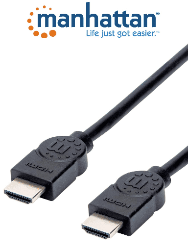 [MAN2760004] MANHATTAN 355308- Cable HDMI de Alta Velocidad de 1.5 metros/ Resolución 4k@30Hz/ Soprota 3D/ Diseño Resistente al Enredo/ HDMI Macho a Macho/ Soporta Canal de Retorno de Audio (ARC)/ Blindado para Reducir Interferencia/ 