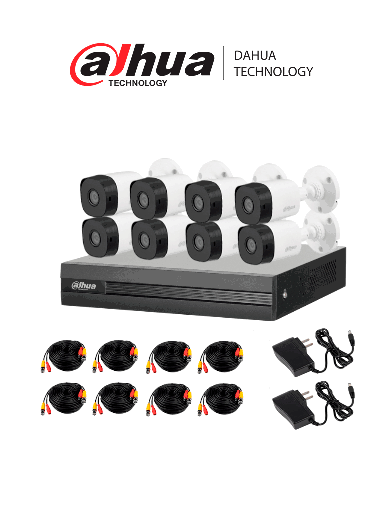 [DHT0260002] DAHUA KITXVR1B08- I+8-B1A21- Kit de 8 Canales 2 Megapixeles DVR Cooper-I WizSense Con IA H.265+ 8 Camaras B1A21 1080p 8 Canales + 2 IP o Hasta 10 Canales IP 4 Canales SMD Plus Busqueda de Humanos y Vehiculos Accesorios Incluidos #PreciosHot