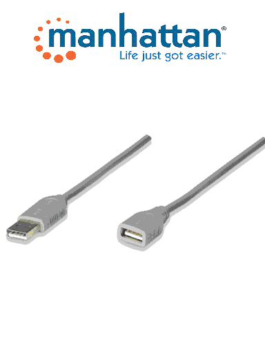 [MAN1760070] MANHATTAN 165211 - Cable de Extensión USB Macho a USB Hembra/ 1.8 Metros/ Velocidad Máxima de Hasta 12 Mbps/ UL 2725/ USB 1.1/ 