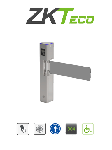 [ZKT0920020] ZKTECO SBT2000S - Puerta de Cortesía Bidireccional de Alto Flujo/ Carril de 90 cm/ 110V/ Acero Inoxidable/ Aleta de Vidrio Templado/ Fácil Integración con Controles de Acceso Facial, Palma, QR, Proximidad y botones/ No cuenta con Lectores y Panel