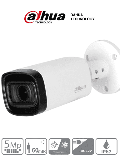 [DHT0290046] DAHUA HAC-HFW1500R-Z-IRE6 - Camara Bullet de 5 Megapixeles/ Lente Motorizado de 2.7 a 12 mm/ IR de 60 Mts/ Metálica/ IP67/ BLC/HLC/DWDR/ Soporta: CVI/CVBS/AHD/TVI/ 