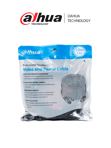 [DHT2680002] DAHUA DH-PFM942I-10-5 - Cable de 10 Metros Armado para Video y Energía/ Para Camaras Hasta 4k/ con Conectores BNC y de Energía/ Uso Exterior e Interior/ Cobre de Alta Pureza/ Soporta: AHD/CVI/TVI/CVBS/