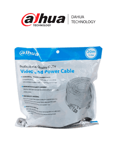 [DHT2680003] DAHUA DH-PFM942I-20-5 - Cable de 20 Metros Armado para Video y Energía/ Para Camaras Hasta 4k/ con Conectores BNC y de Energía/ Uso Exterior e Interior/ Cobre de Alta Pureza/ Soporta: AHD/CVI/TVI/CVBS/