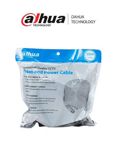[DHT2680004] DAHUA DH-PFM942I-30-5 - Cable de 30 Metros Armado para Video y Energía/ Para Camaras Hasta 4k/ con Conectores BNC y de Energía/ Uso Exterior e Interior/ Cobre de Alta Pureza/ Soporta: AHD/CVI/TVI/CVBS/ 