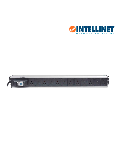 [ITL2330003] INTELLINET 713955- Barra PDU / 12 cont. / Gabinetes y Racks, / Vertical / Interruptor doble / Conta cortos circuitos