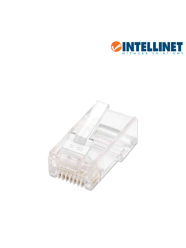 [ITL1610009] INTELLINET 502399 - Plug RJ45 CAT5E solido UTP / Bote 100 piezas / ORO 15-micras