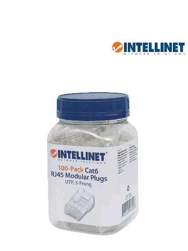[ITL1610010] INTELLINET 503006 - Plug RJ45 CAT6 solido UTP / Bote 100 Piezas / ORO 15-micras 