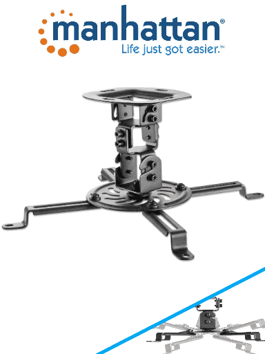 [MAN0530003] MANHATTAN 461184 - Soporte de Techo para Proyector/ 13.5 Kg de Carga/ Movimiento Articulado/ Brazos Ajustables para Diferentes Tamaños de Proyector/