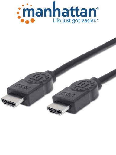 [MAN2760007] MANHATTAN 323239- Cable HDMI  de Alta Velocidad de 5 Metros/ Resolución 4k@30Hz/ Soprota 3D/ HDMI Macho a Macho/ Soporta Canal de Retorno de Audio (ARC)/ Blindado para Reducir Interferencia/ 