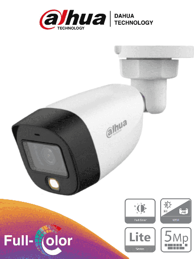 [DHT0290050] DAHUA HAC-HFW1509C-LED-28 - Cámara Bullet Full Color de 5 Megapixeles/ Lente de 2.8 mm/ 112 Grados de Apertura/ Leds para 20 Mts/ WDR de 120 dB/ Starlight/ IP67/ #ProHDCVI