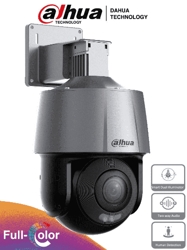 [DHT0060020] DAHUA SD3A200-GN-A-PV - Cámara IP PT de 2 Megapíxeles Full Color/ Disuasión Activa/ Lente Fijo/ Luz Blanca de 30 Metros/ IR de 30 Metros/  H.265+/ Ranura MicroSD/ Audio Bidireccional con Altavoz Integrado/ IP66/ PoE/