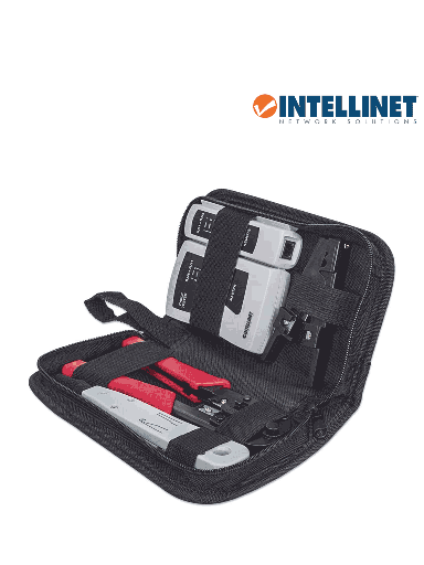 [ITL1600006] INTELLINET 780070 Kit de herramientas para red con 4 piezas compuesto por Probador de cable UTP, Ponchadora, Pinza Crimpadora y Pelador de cable 