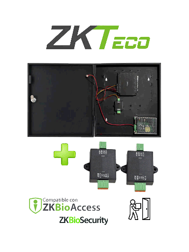[ZKT0720010] ZKTECO C2260WRPack -  Panel de Control de Acceso de solo Tarjeta para 2 Puertas con Convertidor de 485 a Wiegand /  Controla hasta 10 Puertas Incorporando Expansor DM10 / Comunicación TCP/IP / Compatible con Biosecurity y BioAccess