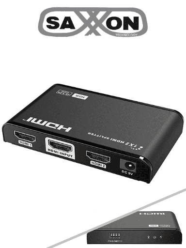 [SXN0560002] SAXXON LKV312HDR-V2.0 - Divisor de Video HDMI 4K de 1 Entrada y 2 salidas/ Soporta Resolución 4Kx2K @30Hz/ 1080P Full HD/ Distancia de 10 Metros en Entrada y Salidas/ Switch EDID para Autoajuste de Resolución/
