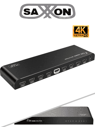 [SXN0560003] SAXXON LKV318HDR-V2.0 - Divisor de Video HDMI  de 1 Entrada y 8 Salidas/ Soporta Resolución Ultra HD 4K&2K @30 Hz/ Distancia  de 10 Metros en Entrada y Salida/ Switch EDID/ 