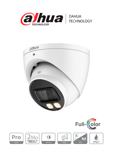 [DHT0300040] DAHUA HAC-HDW2249T-A-LED - Cámara Domo Full Color 2 Megapixeles/ Serie Pro/ Lente de 3.6 mm/ Microfono Integrado/ FullColor-Starlight/ IR 40 mts/ WDR Real/ IP67/ #FullColor #SeriePro 