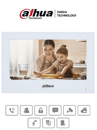 [DHT2210013] DAHUA VTH2621GW-P - Monitor IP Touch de 7 Pulgadas/ Serie Lite/ Blanco/ Poe Estandar/ 6&1 E&S de Alarmas/ Uso Interior/ Modo No Molestar/ H.265/ Soporta Hasta 4 Frentes de Calle y 4 Monitores Adicionales/  
