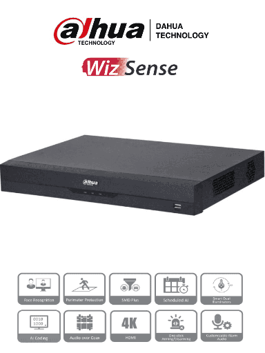 [DHT0370035] DAHUA XVR5216AN-4KL-I3 - DVR de 16 Canales 4k/ WizSense/ IA/ H.265+/ 2 Bahías de Disco Duro/ 16 Ch HDCVI + 16 IP (Hasta 32 IP)/ 2 Canales de Reconocimiento Facial/ SMD Plus/ Codificación IA/  Funciones IoT&POS/ Audio Bidireccional/ #PromoWD