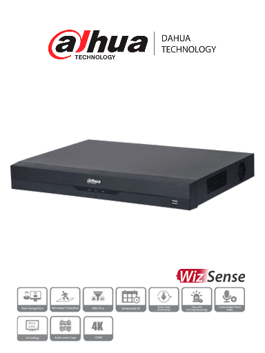[DHT0370036] DAHUA XVR5216A-4KL-I3 - DVR de 16 Canales 4k/ WizSense/ H.265+/ 16 Canales HDCVI+16 IP/ Hasta 32 Ch IP/ 2 Ch de Reconocimiento Facial/ SDM Plus/ Protección Perimetral/ 2 SATA de hasta 10TB/ 16&3 E&S de Alarmas/ 4 Canales de Audio/ IoT/ POS/