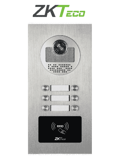[ZKT2220005] ZKTECO VE06A01 - Videoportero Departamental para 6 monitores / Cámara  de 700TVL / Ángulo de Visión 92° / Visión Nocturna / Apertura de Puerta con Tarjeta RFID/ IP54