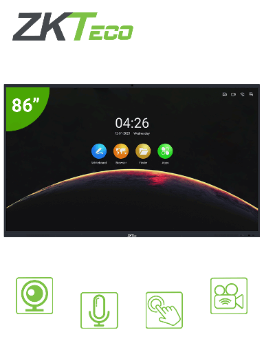 [ZKT0620029] ZKTECO IWB86B - Pantalla Digital Interactiva / 86 pulgadas / 4K UHD / Android / Bisel Delgado / Cámara Integrada 13 megapíxeles / Matriz de 6 Micrófonos / 20 Puntos Multi-touch / Proyección Inalámbrica mediante WiFi  #preciosbajos #nuevapro