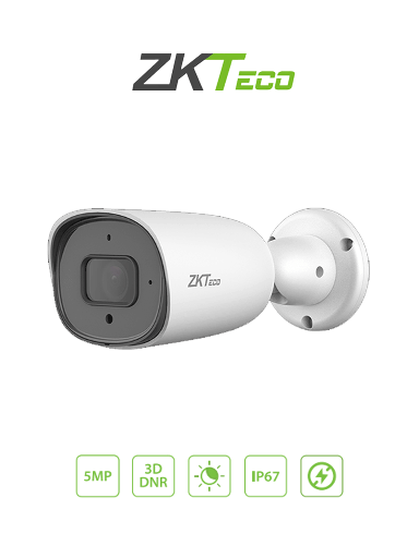 [ZKT0030008] ZKTECO BS855P22CS7MI - Cámara IP Bullet 5 Megapíxeles / Compresión H.265 / Lente 3.6 mm / Alcance IR 30 mts / Detección Facial / Micrófono Integrado / Carcasa metálica / PoE / IP67 / P2P / #favoritos
