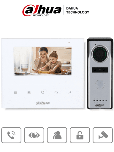 [DHT2390002] DAHUA KTA04 - Kit de Videoportero Analógico/ Pantalla de 4.3 Pulgadas/ Múltiples Sonidos de Timbre/ Botones Touch/ Frente de Calle de 1.3 Megapíxeles/ Apertura de Puerta/ IP66/ Indicador Led/ Botón de Salida y Detección de Estatus de Puerta/