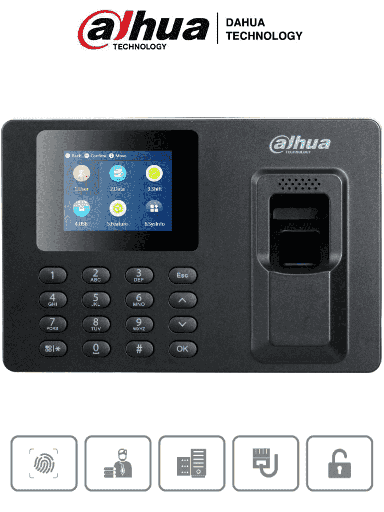 [DHT0800003] DAHUA DHI-ASA1222E-S - Control de asistencia con pantalla de 2.4", 2,000 huellas, 1,000 usuarios y 100,000 registros. Comunicación TCP/IP, puerto USB para actualizaciones y salida de relevador para timbre.