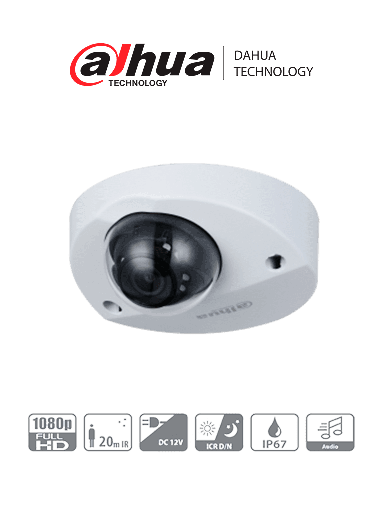 [DHT0310011] DAHUA HDBW3200F-M - Cámara Domo de 2 Megapíxeles/ Especial para DVR Movil / Lente de 2.8mm/ 106 Grados de Apertura/ IR de 20 Metros/ Tetra-híbrida/ Micrófono Integrado/ IP67/ IK10/