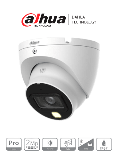 [DHT0040069] Dahua HAC-HDW2249TLM-A-LED - Cámara Domo de 2 megapíxeles/ lente 2.8mm/  Full Color/ HDCVI/ 1080p/ IR de 20m/ WDR 120dB/ Micrófono integrado/ CVI/CVBS/AHD/TVI/ IP67